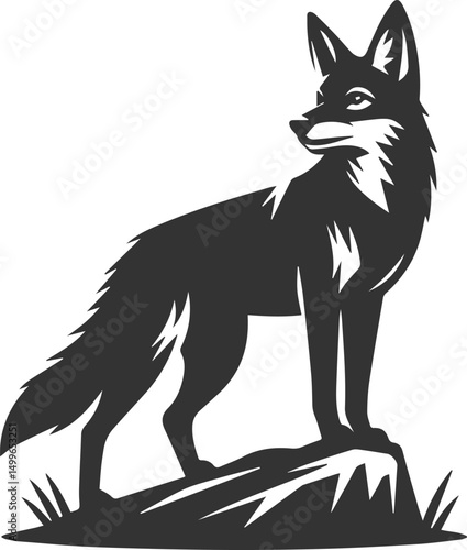 Vector jackal drawing animal silhouette