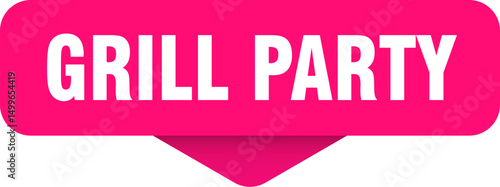 grill party sticker. grill party sign on transparent background