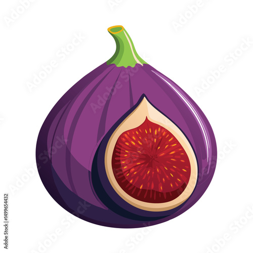 a fresh and ripe fig with dark purple skin and softness
