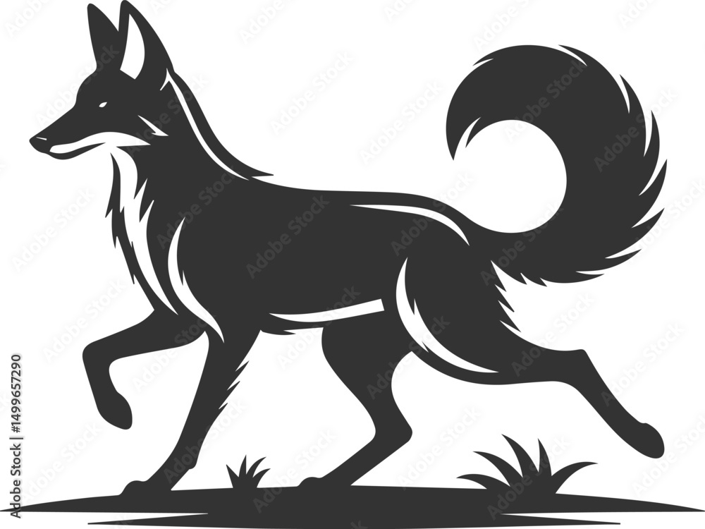 Obraz premium Vector jackal drawing animal silhouette