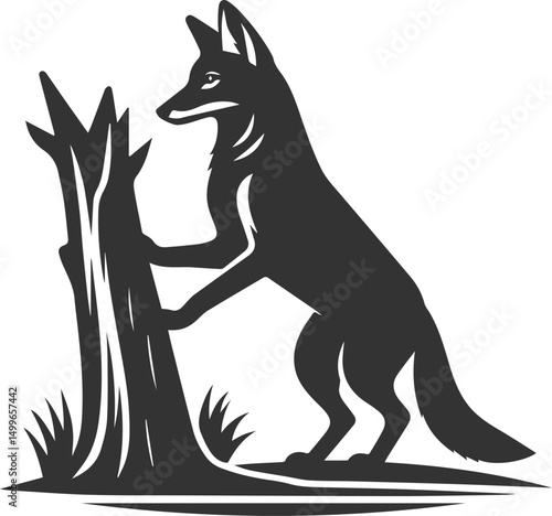 Vector jackal drawing animal silhouette