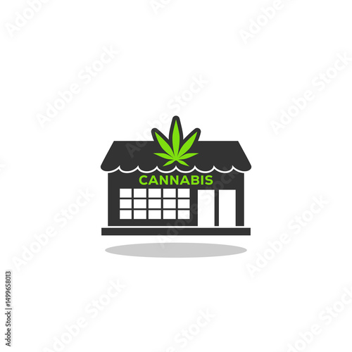 Cannabis store icon with shadow