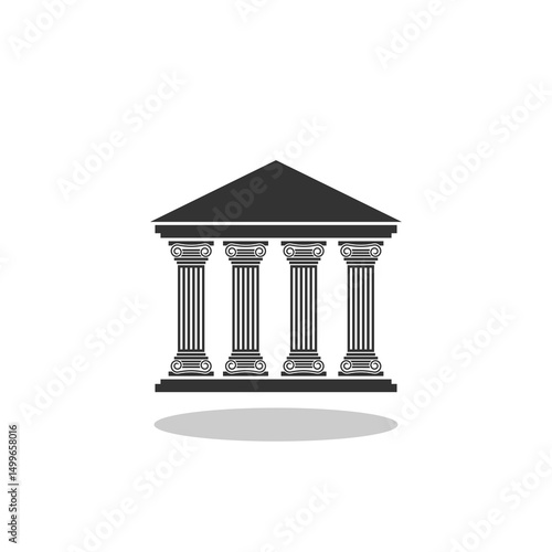 Bank, Government, Courthouse building icon with shadow