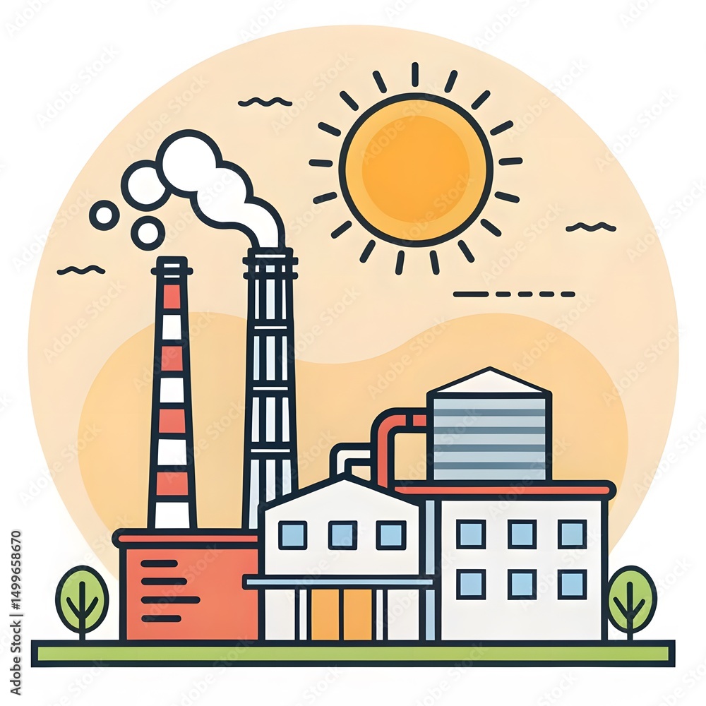 Naklejka premium Industrial Plant and Pollution