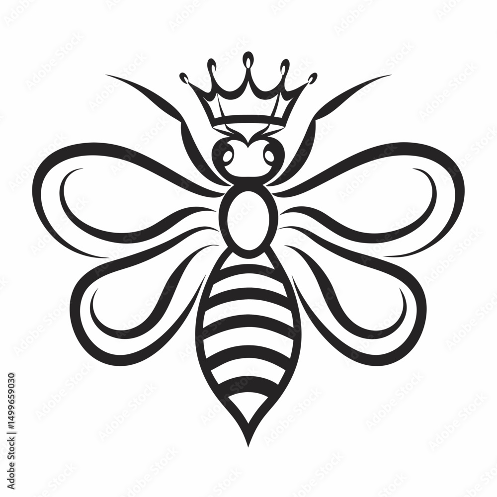Obraz premium Royal Bee Line Art Vector Logo Design.
