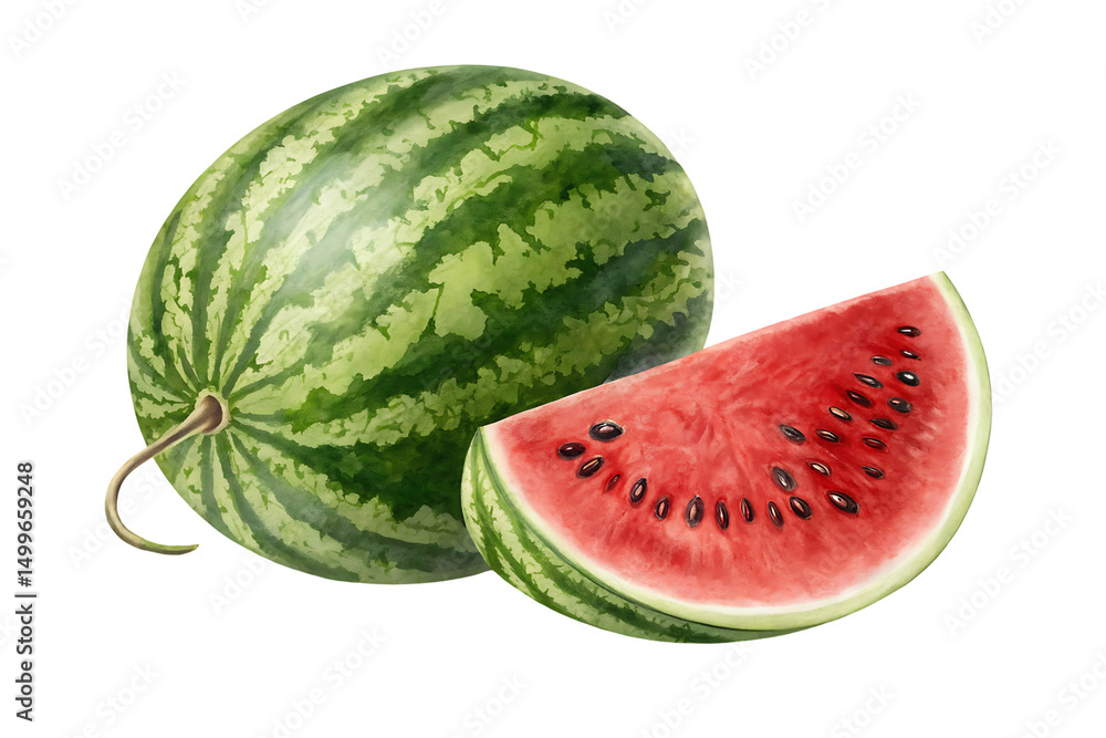 Juicy Fresh Watermelon with Green Rind Juicy Fresh Watermelon with Green Rind