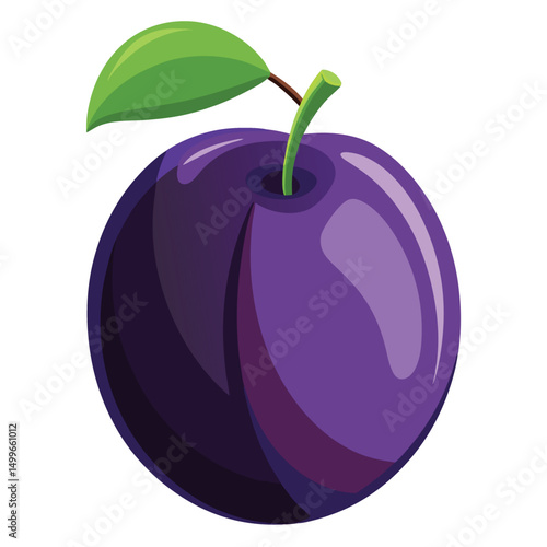 A smooth and glossy plum with dark purple skin and detail