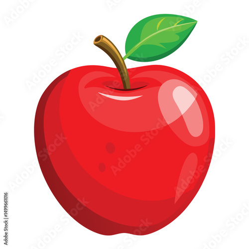 A smooth glossy red apple with detailed skin and shine