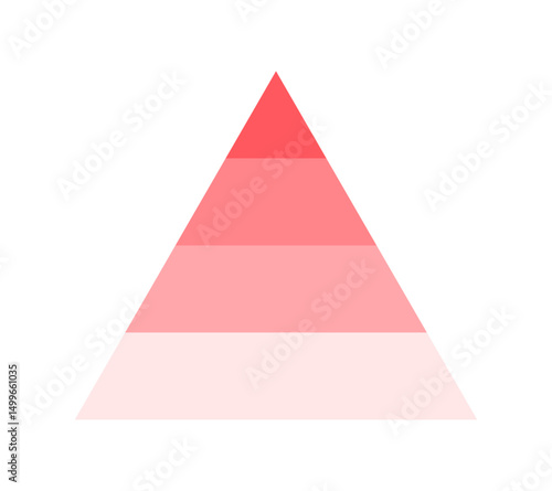 四分割した三角形の図形 -ピラミッド型の シンプルな4色のインフォグラフィックのテンプレート