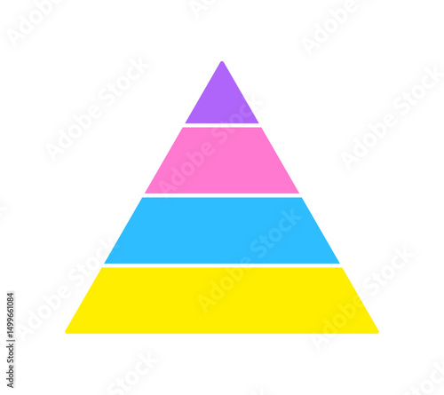 四分割した三角形の図形 -ピラミッド型の シンプルでポップな4色のインフォグラフィックのテンプレート