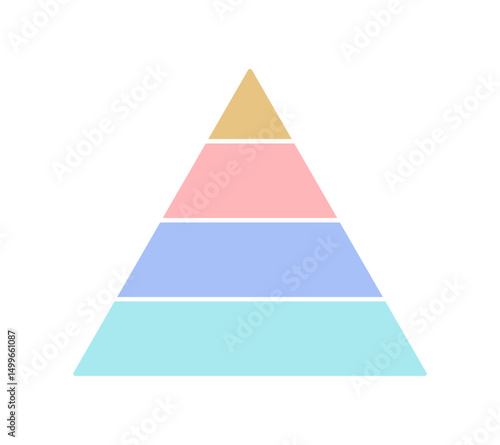 四分割した三角形の図形 -ピラミッド型の シンプルでかわいい4色のインフォグラフィックのテンプレート