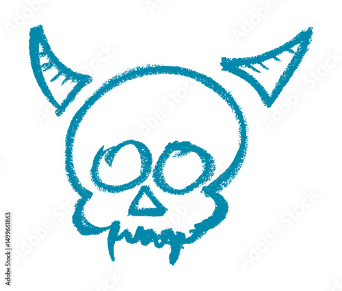Devil Vampire Skull Crayon Chalk Drawing Vector