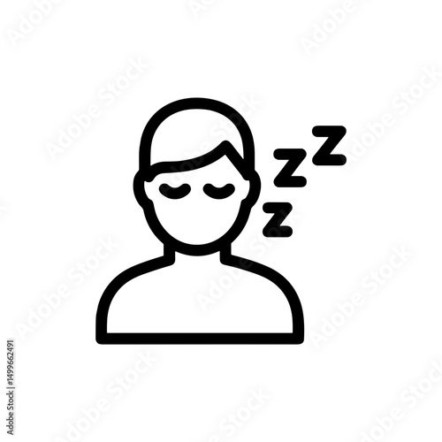 Sleep icon showing a person sleeping with zzz symbols in a simple design 