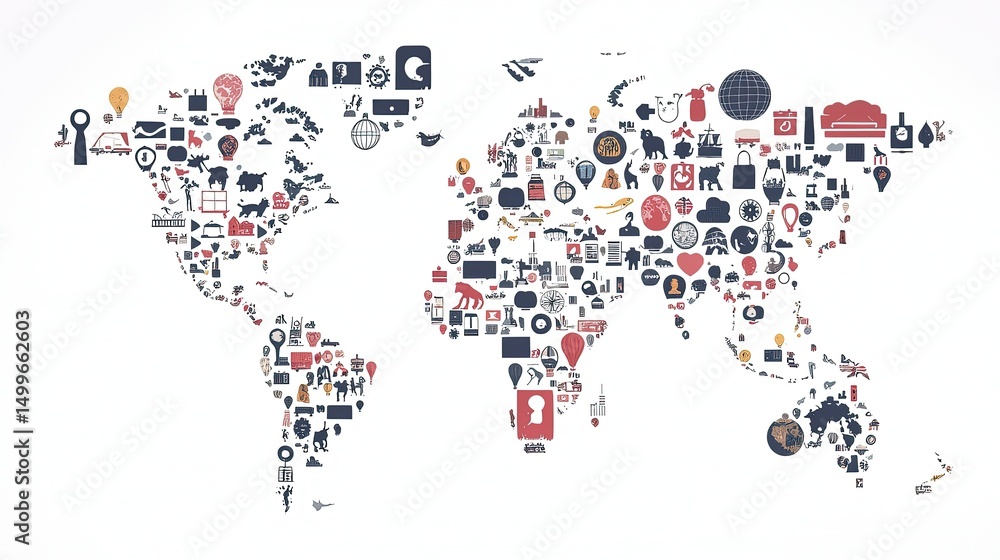 Global Icons World Map. Global Icons World Map.