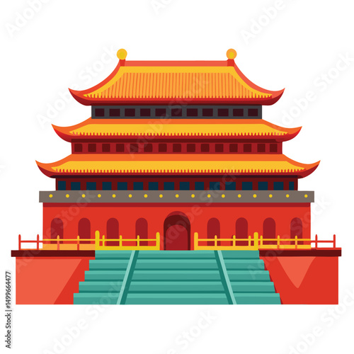 The forbidden city in beijing with its large gates and halls