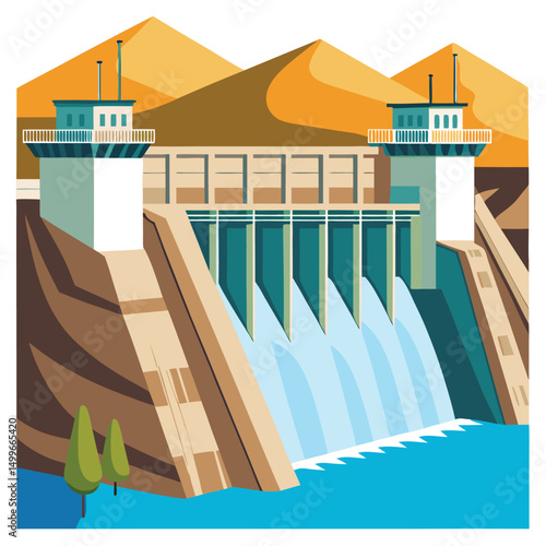 The hoover dam with its colossal concrete walls and scale