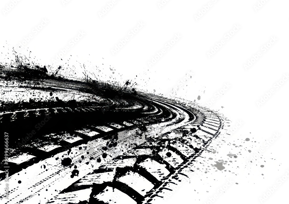 Fototapeta premium tire tracks in snow