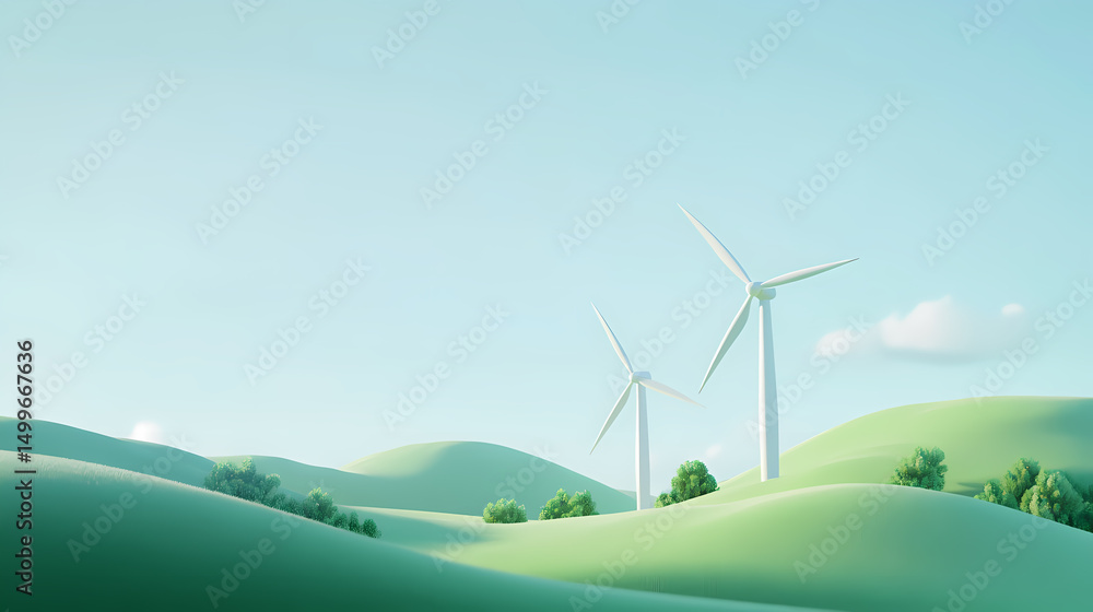 Obraz premium Sustainable Energy Landscape Illustration