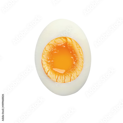 Halfboiled egg sliced in half transparent background food photography soft yolk detail