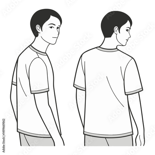 Couple Turning Back Line Illustration
