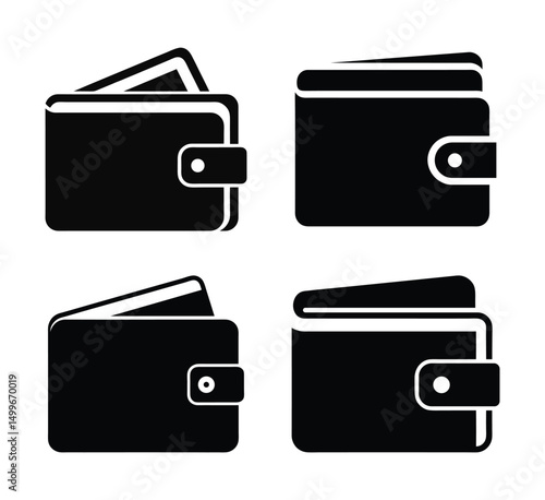  Wallet icons set money purse finance vector design