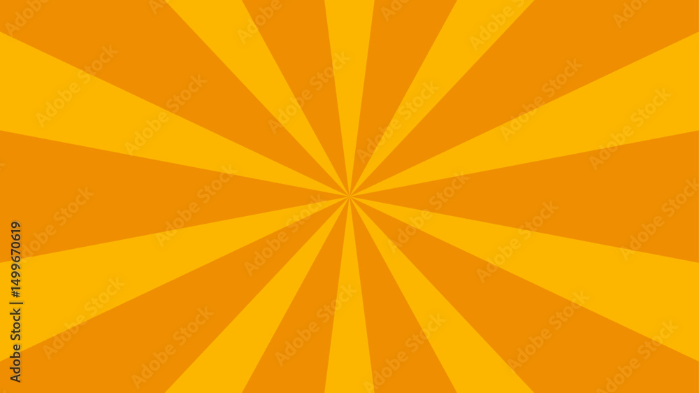 Fototapeta premium Retro orange sun rays on yellow halftone bg