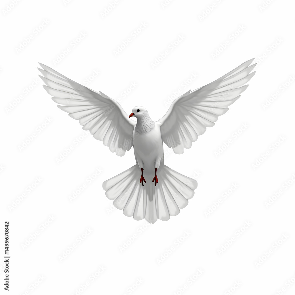 Fototapeta premium Hand drawn flying pigeon against white background
