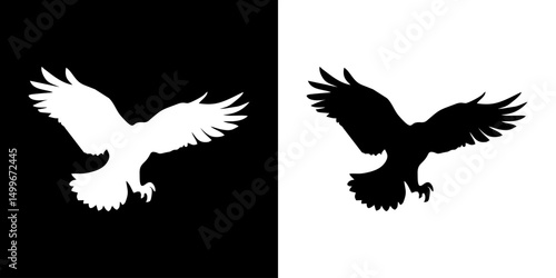 Eagle icon. Animal icon. Land animals. Sea beast. Insect icon. Black icon. Silhouette.
