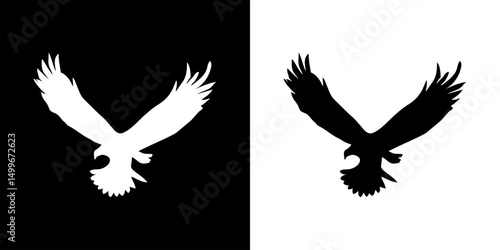 Eagle icon. Animal icon. Land animals. Sea beast. Insect icon. Black icon. Silhouette.

