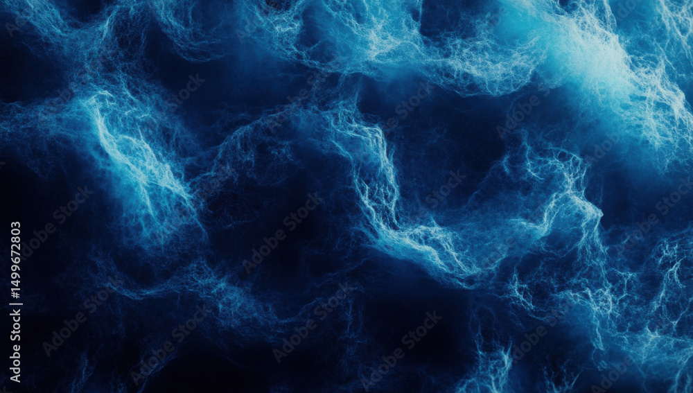 Obraz premium Abstract blue fluid waves create mesmerizing dark background effect