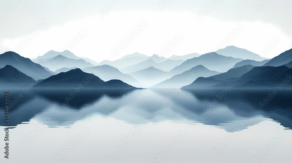Fototapeta premium Tranquil Mountain Range Reflections