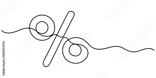 one line drawing of percent symbol minimalist style thin line vector illustration. concept of discount, business, sale marketing, commercial, investment, tax, economic.                    