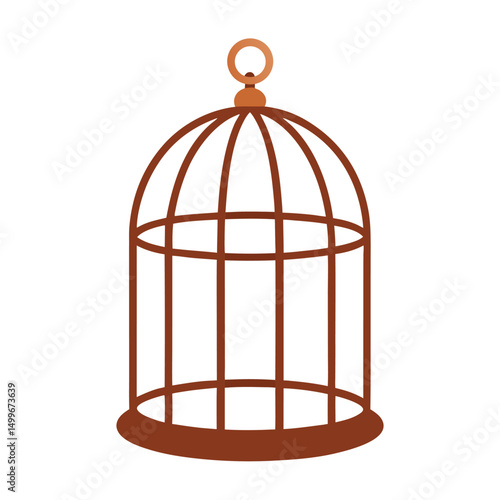 Vintage gold birdcage isolated on white with an open door, symbolizing freedom from captivity