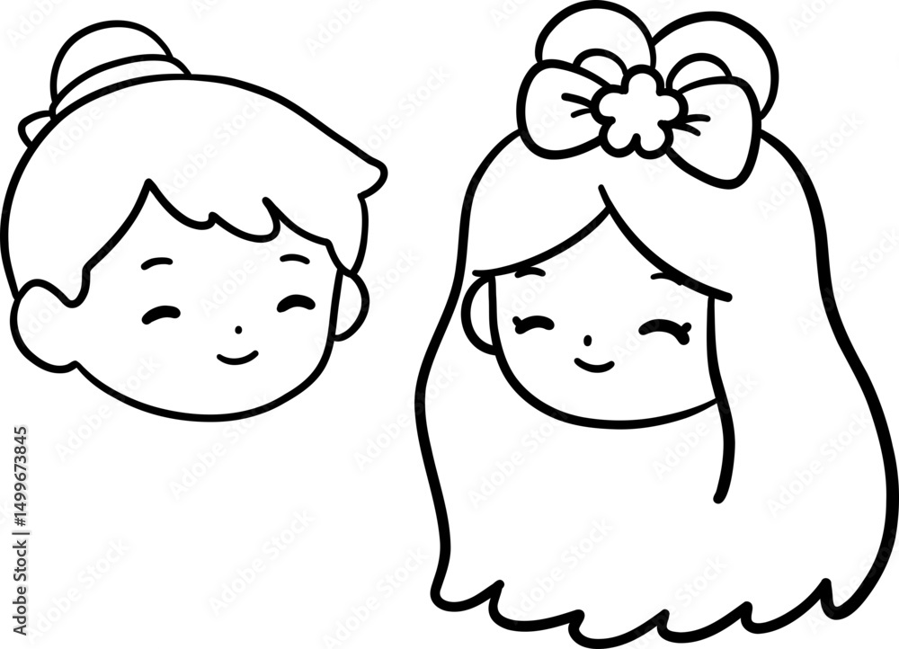 Obraz premium Orihime and Hikoboshi Tanabata Festival Outline