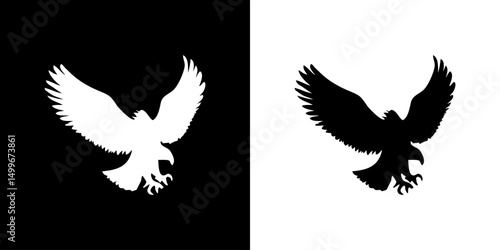 Eagle icon. Animal icon. Land animals. Sea beast. Insect icon. Black icon. Silhouette.
