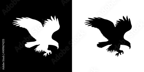 Eagle icon. Animal icon. Land animals. Sea beast. Insect icon. Black icon. Silhouette.
