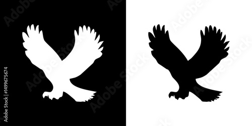 Eagle icon. Animal icon. Land animals. Sea beast. Insect icon. Black icon. Silhouette.
