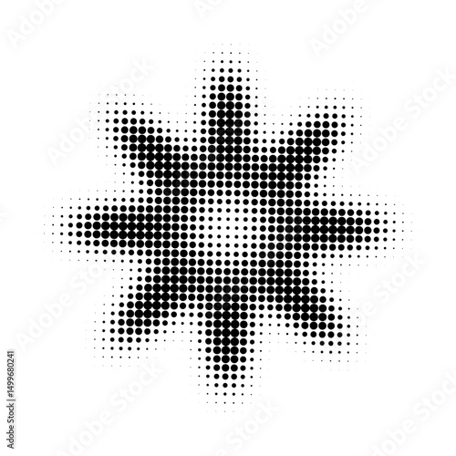 Pixel twinkling star. Sparcle, firework burst, y2k star, glitter halfton dot effect. Game art pixel design element. Vector pixel illustration