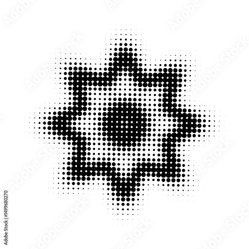 Pixel twinkling star. Sparcle, firework burst, y2k star, glitter halfton dot effect. Game art pixel design element. Vector pixel illustration