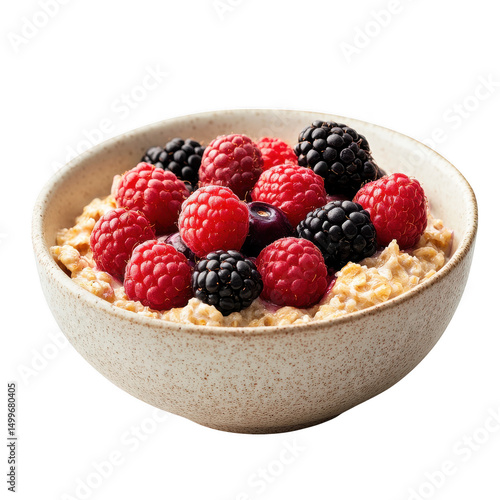 Delicious Oatmeal Breakfast Bowl with Raspberries and Blackberries