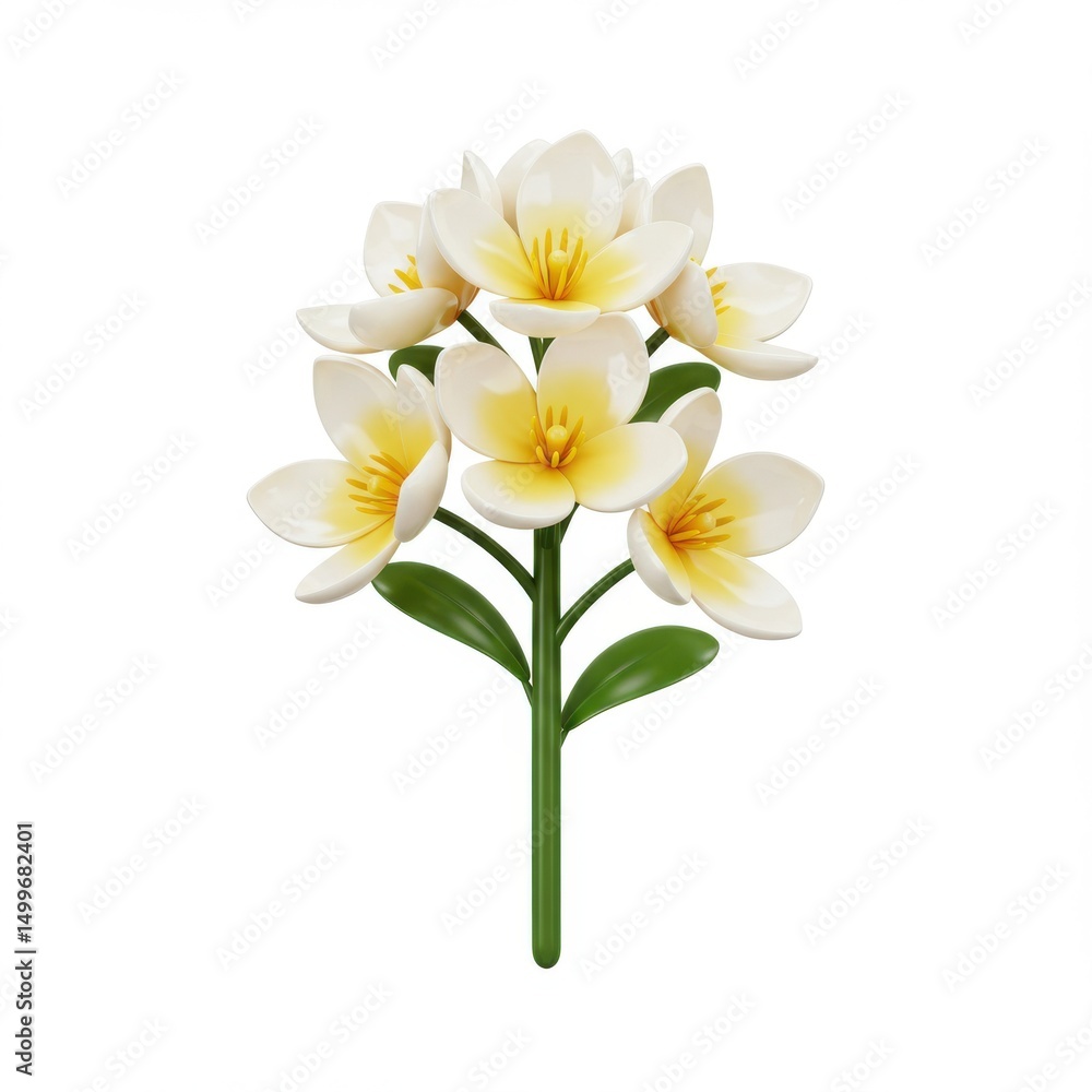 Fototapeta premium White and yellow flowers isolated on white background for decoration, cards.