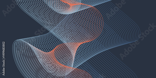 Geometric technology curve wave shape abstract color blend lines element for design background, twisted curved and smooth wavy line modern abstract flowing lines design element texture background.