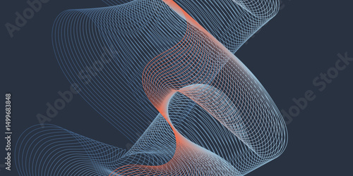 Geometric technology curve wave shape abstract color blend lines element for design background, twisted curved and smooth wavy line modern abstract flowing lines design element texture background.