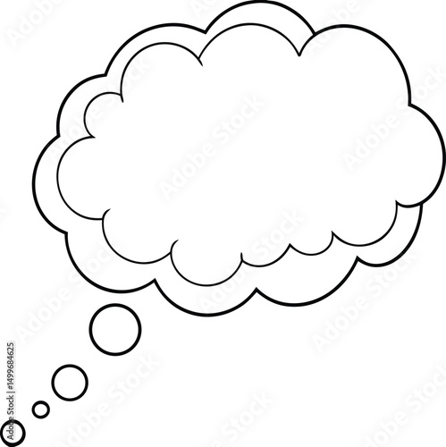 White space fills large cloud bubble with a small thought cascade