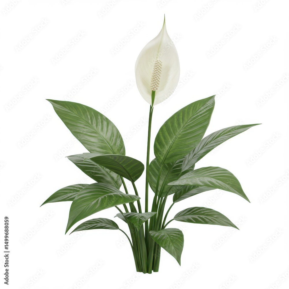 Fototapeta premium Peace lily isolated on white background for decoration and presentation.