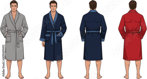 set of Vector fashion illustration of bathrobe
