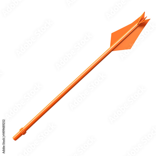 Modern Arrow with Clean Angles in Blazing Orange Isolated on Transparent Background