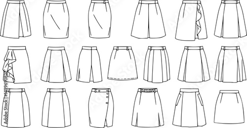 Vector set illustration of women's skirts

