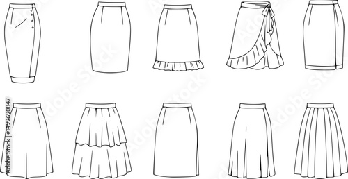 Vector set illustration of women's skirts
