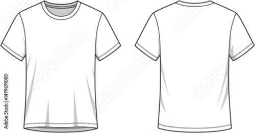 Vector set illustration of t-shirt. Front and back views
